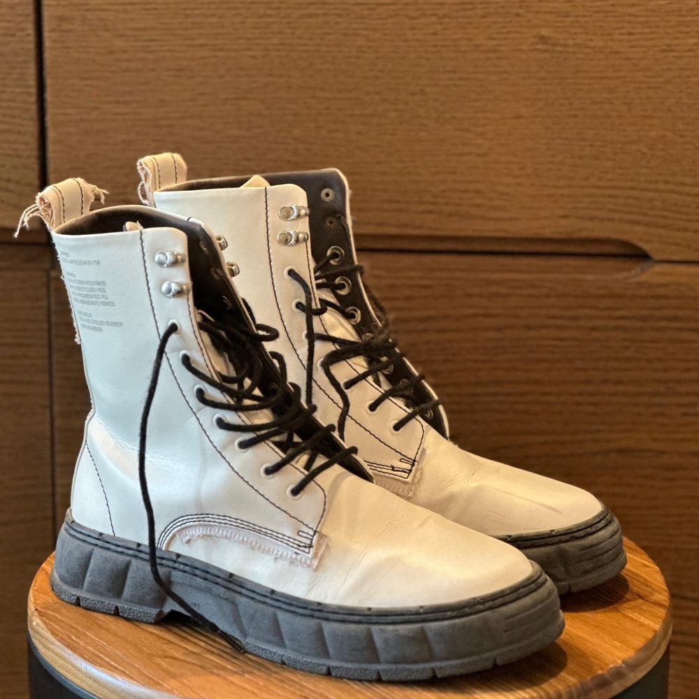 White Vegan Leather Virón Boots